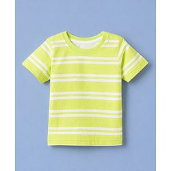 Babyhug 100% Cotton Single Jersey Knit Half Sleeves Dungaree Set - Limegreen