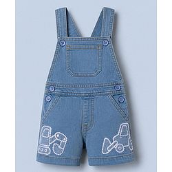 Babyhug 100% Cotton Single Jersey Knit Half Sleeves Dungaree Set - Limegreen