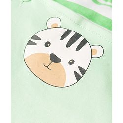 Babyhug 100% Cotton Single Jersey Knit Half Sleeves Tiger Printed Dungaree With Striped Inner Tee Print - Sea Green