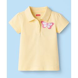 Babyhug Cotton Knit Polo T-Shirt with Butterfly Graphic Multi Color 12-18 Months