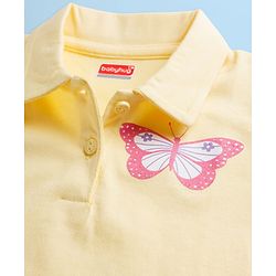 Babyhug Cotton Knit Polo T-Shirt with Butterfly Graphic Multi Color 12-18 Months