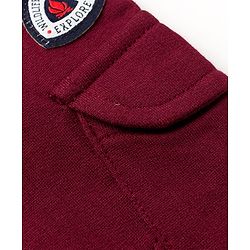Babyhug 100% Cotton Terry Knit Full Length Solid Lounge Pant With Text Print - Maroon