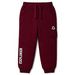 Babyhug 100% Cotton Terry Knit Full Length Solid Lounge Pant With Text Print - Maroon