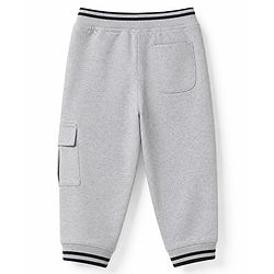 Babyhug Cotton Blend Terry Knit Full Length Track Pants with State Of Awesome Nyc Text Print - Grey