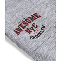 Babyhug Cotton Blend Terry Knit Full Length Track Pants with State Of Awesome Nyc Text Print - Grey