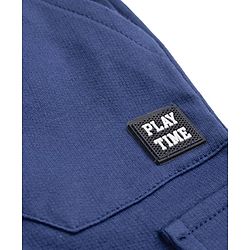 Babyhug Terry Knit Full Length Solid Track Pants With Play Time Patch - Blue