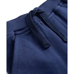 Babyhug Terry Knit Full Length Solid Track Pants With Play Time Patch - Blue