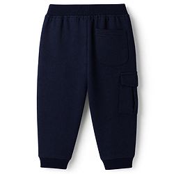 Babyhug Cotton Terry Knit Full Length Track Pant with Soccer Star Text Print & Patch - Navy Blue