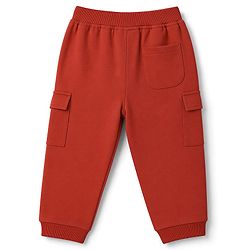 Babyhug Cotton Terry Knit Solid Lounge Pant - Rust Orange