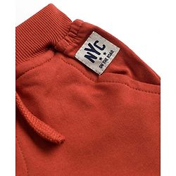 Babyhug Cotton Terry Knit Solid Lounge Pant - Rust Orange