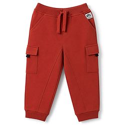 Babyhug Cotton Terry Knit Solid Lounge Pant - Rust Orange