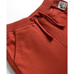 Babyhug Cotton Terry Knit Solid Lounge Pant - Rust Orange