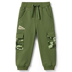 Babyhug 100% Cotton Terry Knit Full Length Camouflage Printed Lounge Pant With Cargo Pockets & Patch - Green