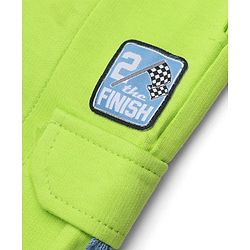 Babyhug Terry Knit Full Length Solid Track Pants With 2 The Finsih Patch - Lime Green