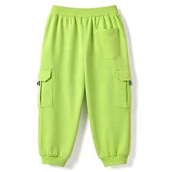 Babyhug Terry Knit Full Length Solid Track Pants With 2 The Finsih Patch - Lime Green