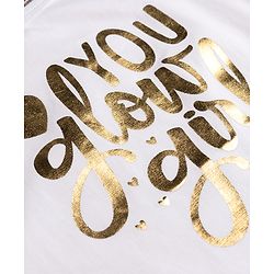 Babyhug 100% Cotton Knit Half Sleeves T-Shirt With Text Foil Print - White