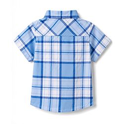 Babyhug Cotton Woven Shirt Half Sleeve Regular Collar Checks Blue 9-12 Months