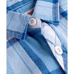 Babyhug Cotton Woven Shirt Half Sleeve Regular Collar Checks Blue 9-12 Months