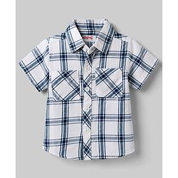 Babyhug Cotton Woven Shirt Half Sleeve Regular Collar Check Blue 12-18 Months
