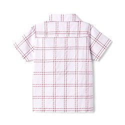 Babyhug Cotton Woven Shirt Half Sleeve Resort Collar Check White 12-18 Months
