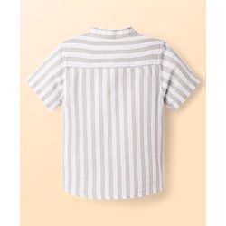 Babyhug Cotton Woven Half Sleeve Mandarin Collar Kurta Stripe Shirt Grey 9-12 Months