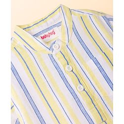 Babyhug Cotton Woven Shirt Half Sleeve Mandarin Collar Stripe Multi Color 9-12 Months