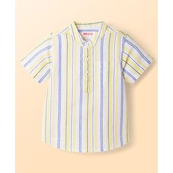 Babyhug Cotton Woven Shirt Half Sleeve Mandarin Collar Stripe Multi Color 9-12 Months