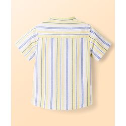 Babyhug Cotton Woven Shirt Half Sleeve Mandarin Collar Stripe Multi Color 9-12 Months