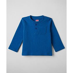 Babyhug Cotton Knit Full Sleeves Solid T-Shirt & Pyjama Night Suit - Navy blue