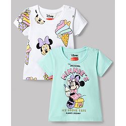 Babyhug Disney Single Jersey Knit Half Sleeves T-Shirts With Minnie & Friends Graphics Pack of 2 - Multicolor