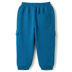 Babyhug Cotton Terry Knit Jogger Fit Lounge Pant With Puppy Patch In Blue