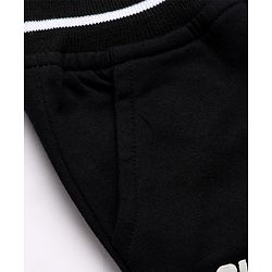 Babyhug Cotton Terry Full Length Track Pant with Superstar Text Print - Black