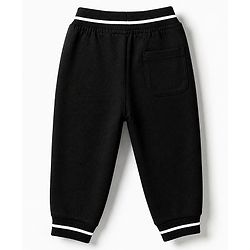 Babyhug Cotton Terry Full Length Track Pant with Superstar Text Print - Black