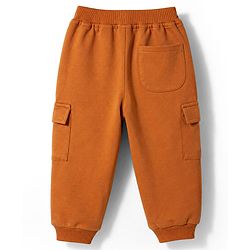 Babyhug Cotton Terry Knit Solid Lounge Pant With Pockets - Maroon