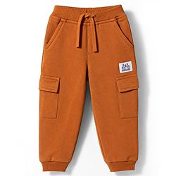 Babyhug Cotton Terry Knit Solid Lounge Pant With Pockets - Maroon