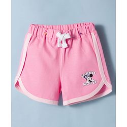 Babyhug Disney Single Jersey Knit Half Sleeves T-Shirt & Shorts Set With Minnie Mouse Graphics - Multicolor