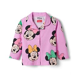 Babyhug Disney Single Jersey Knit Full Sleeves Shirt & Pyjama Co-ord Night Suit With Minnie Mouse Print - Pink