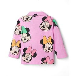 Babyhug Disney Single Jersey Knit Full Sleeves Shirt & Pyjama Co-ord Night Suit With Minnie Mouse Print - Pink