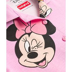 Babyhug Disney Single Jersey Knit Full Sleeves Shirt & Pyjama Co-ord Night Suit With Minnie Mouse Print - Pink
