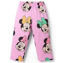 Babyhug Disney Single Jersey Knit Full Sleeves Shirt & Pyjama Co-ord Night Suit With Minnie Mouse Print - Pink