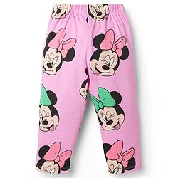 Babyhug Disney Single Jersey Knit Full Sleeves Shirt & Pyjama Co-ord Night Suit With Minnie Mouse Print - Pink