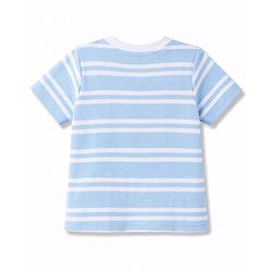 Babyhug Cotton Knit T-Shirts Half Sleeves Striped Structured with Graphics Multi Color 12-18 Months