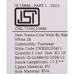 Cute Walk by Babyhug Velcro Closure Solid Sneaker Shoes - White