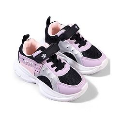 Cute Walk by Babyhug Velcro Closure Glitter Printed Sneaker Shoes - Black