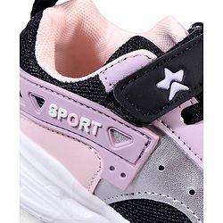 Cute Walk by Babyhug Velcro Closure Glitter Printed Sneaker Shoes - Black