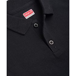 Babyhug 100% Cotton Knit Half Sleeves Solid Polo T-Shirt - Black
