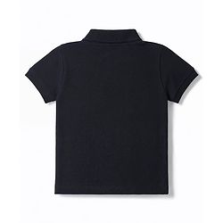 Babyhug 100% Cotton Knit Half Sleeves Solid Polo T-Shirt - Black