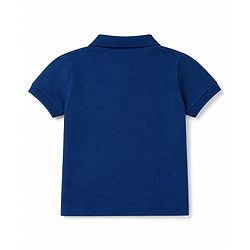 Babyhug 100% Cotton Knit Solid Colored Half Sleeves Polo T-Shirt - Navy Blue