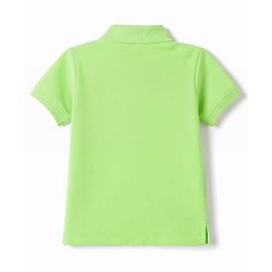 Babyhug 100% Cotton Knit Half Sleeves Solid Polo T-Shirt - Light Green