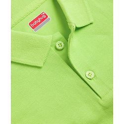 Babyhug 100% Cotton Knit Half Sleeves Solid Polo T-Shirt - Light Green